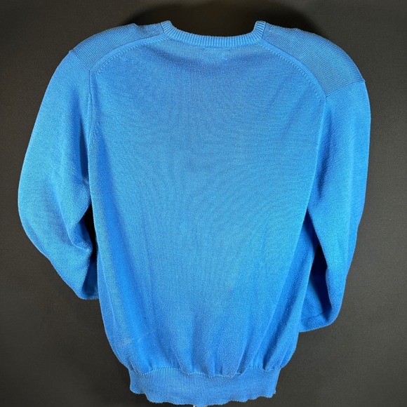 Vintage Brooks Brothers Sweater Men 42 XL Blue Sea Island Cotton V-Neck USA Made - Picture 5 of 15